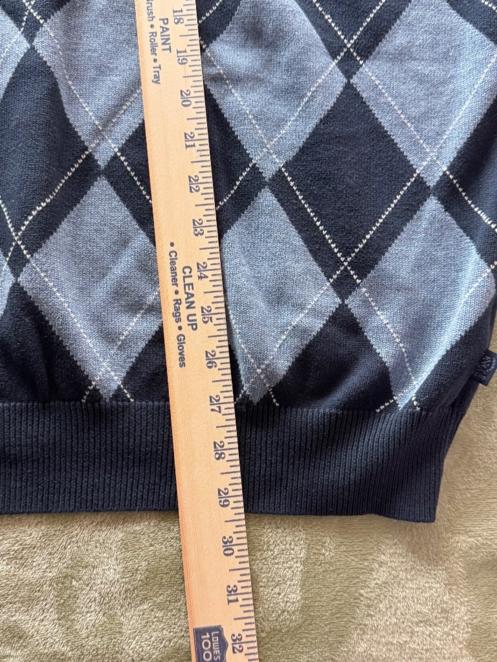 IZOD Argyle Sweater Vest 100% Cotton V Neck Preppy Academia Golf Layering - Picture 4 of 7